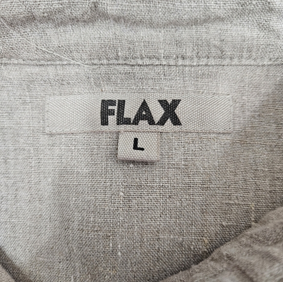 Flax Tan Natural 100% Linen Button Front Tunic Top Size Large Women's A39 - Picture 10 of 11